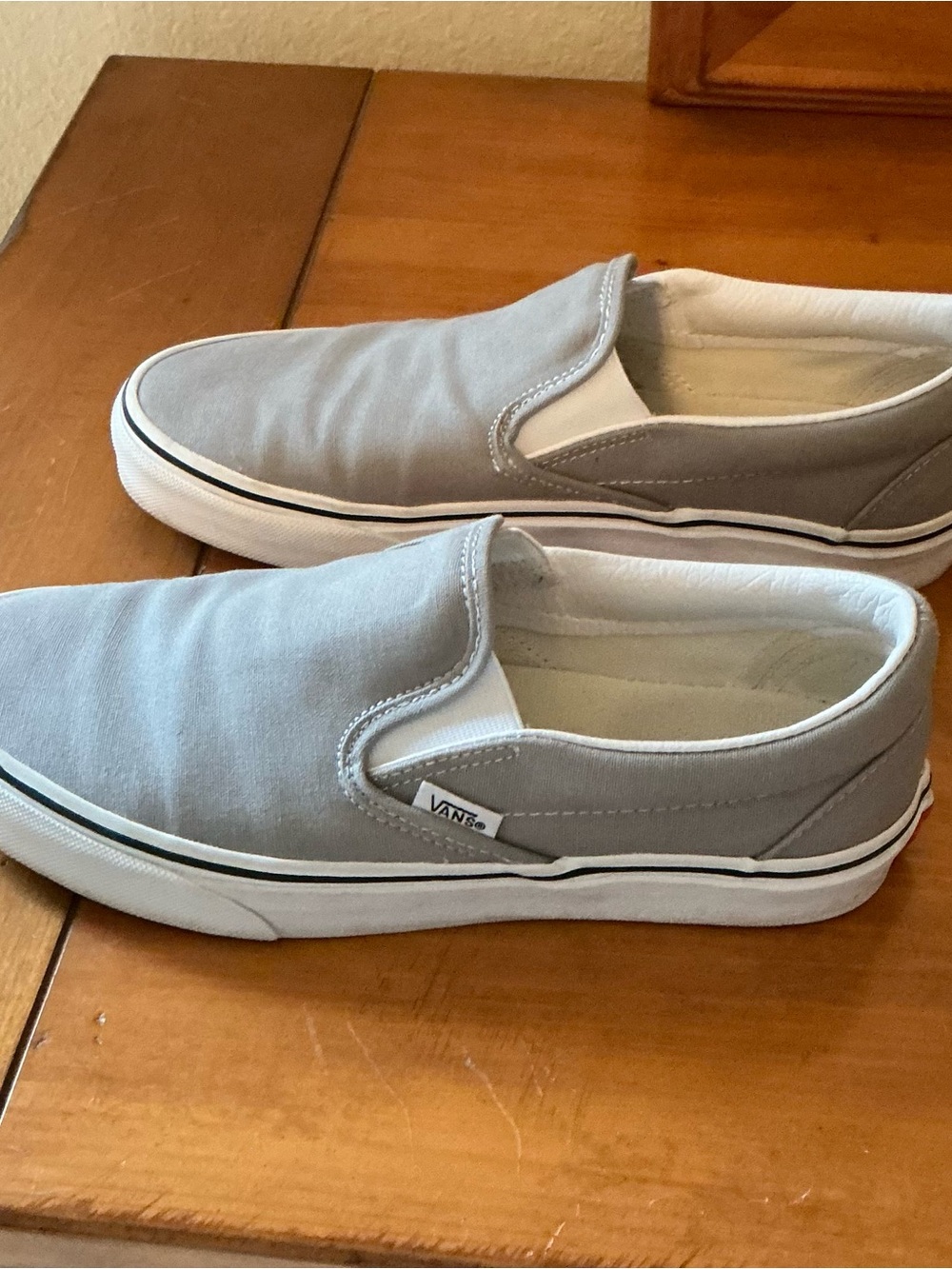 Vans Men's Slip-On Canvas Sneakers in Gray and White